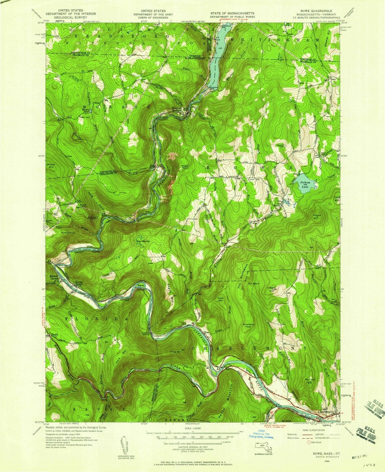 1944 Rowe, MA - Massachusetts - USGS Topographic Map