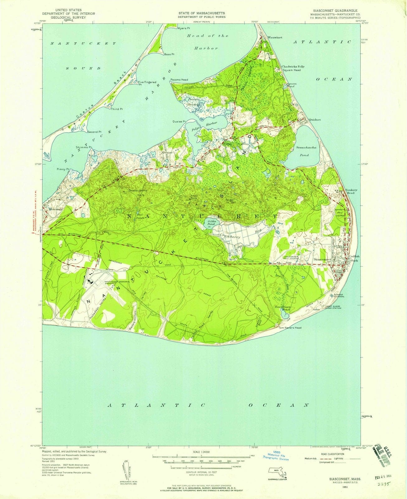 1951 Siasconset, MA - Massachusetts - USGS Topographic Map