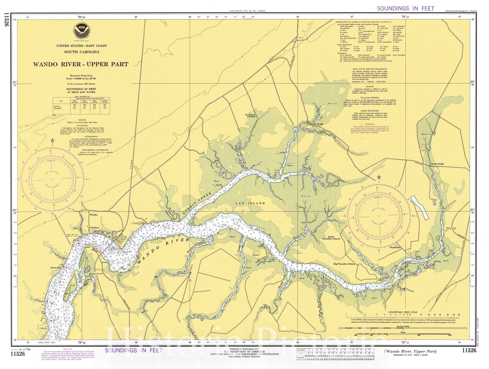 Historic Nautical Map - Wando River Upper Part, 1979 NOAA Chart - South Carolina (SC) - Vintage Wall Art