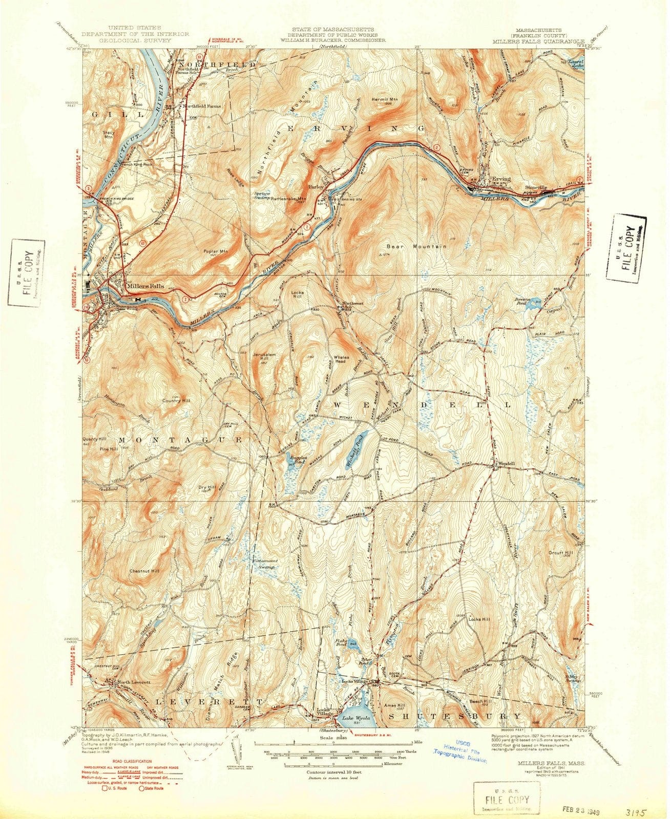1941 Millers Falls, MA - Massachusetts - USGS Topographic Map