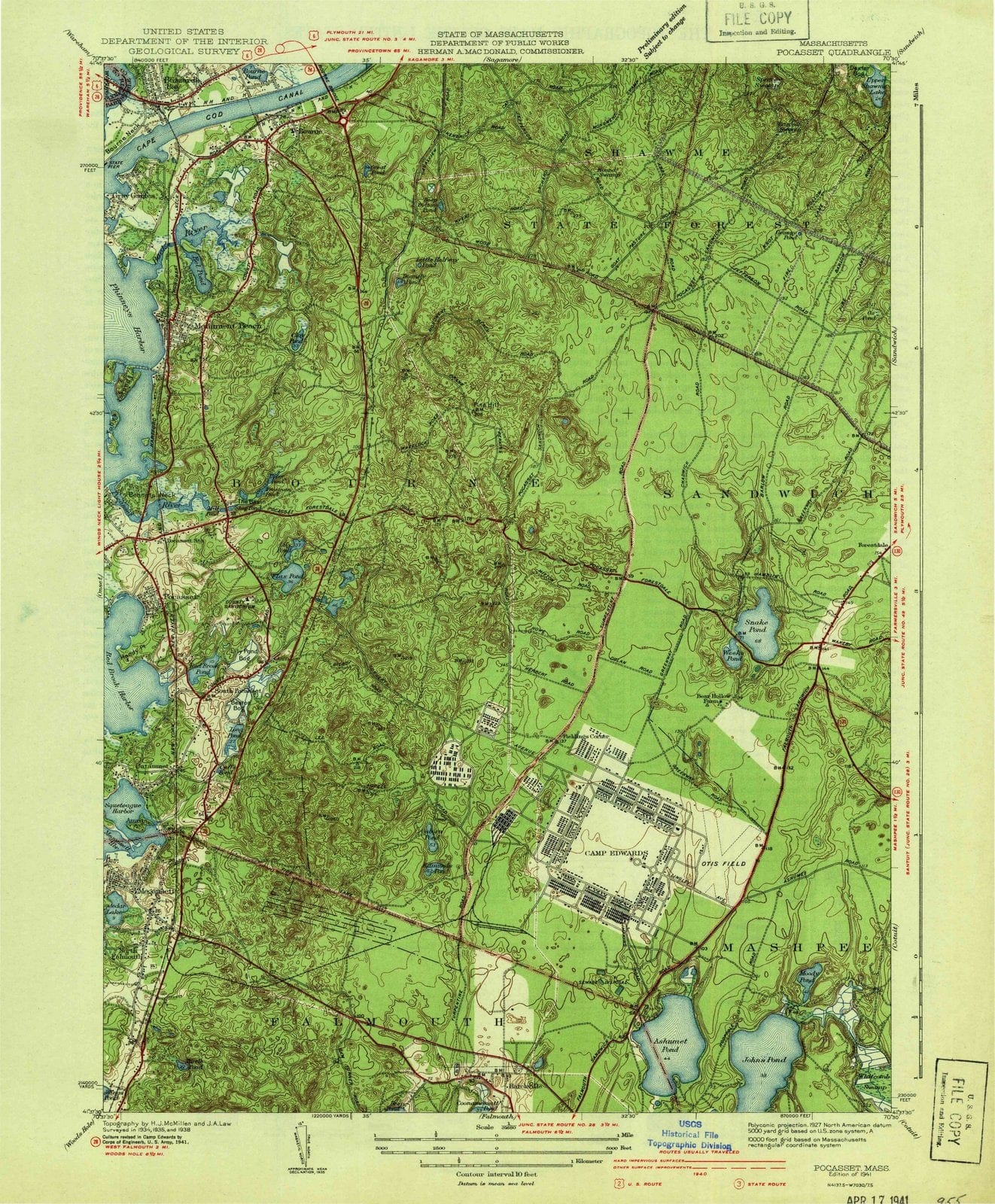 1941 Pocasset, MA - Massachusetts - USGS Topographic Map