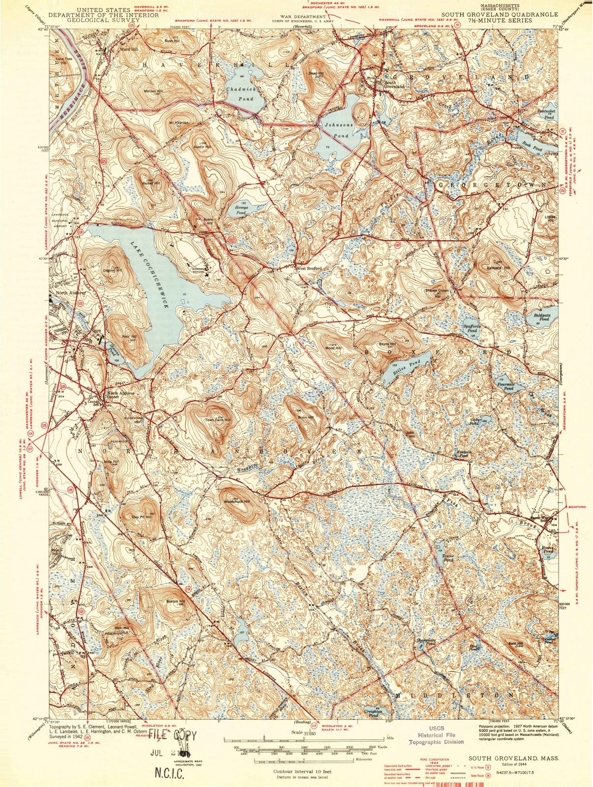 1944 South Groveland, MA - Massachusetts - USGS Topographic Map