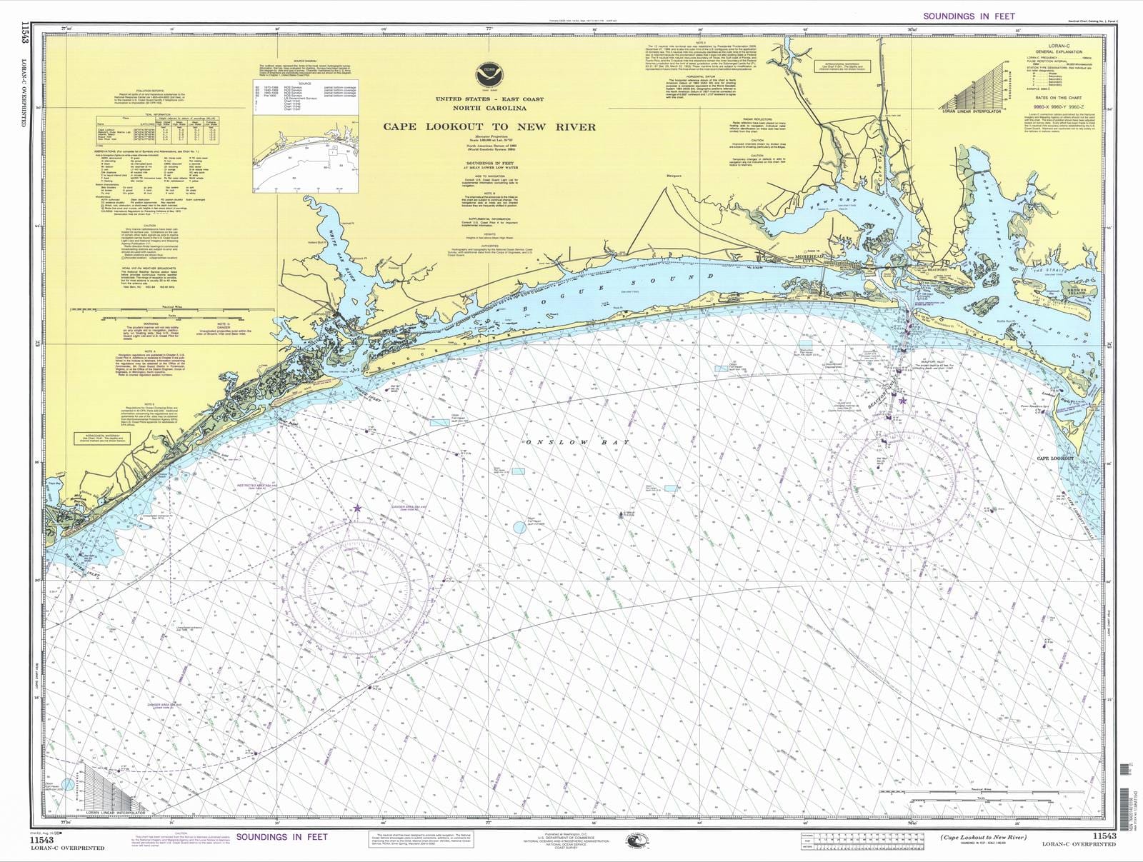Historic Nautical Map - Cape Lookout To New River, 1998 NOAA Chart - North Carolina (NC) - Vintage Wall Art