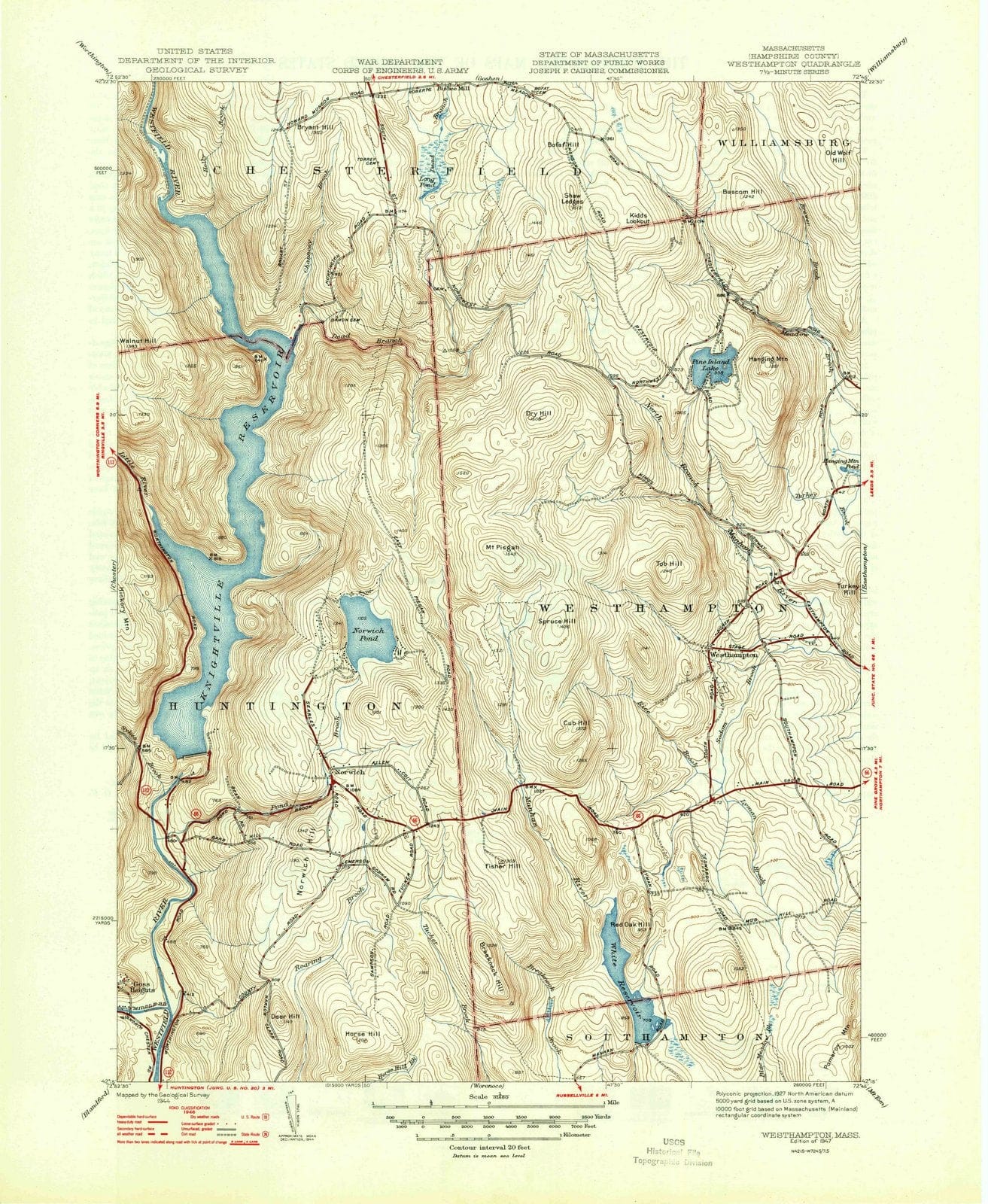 1947 Westhampton, MA - Massachusetts - USGS Topographic Map