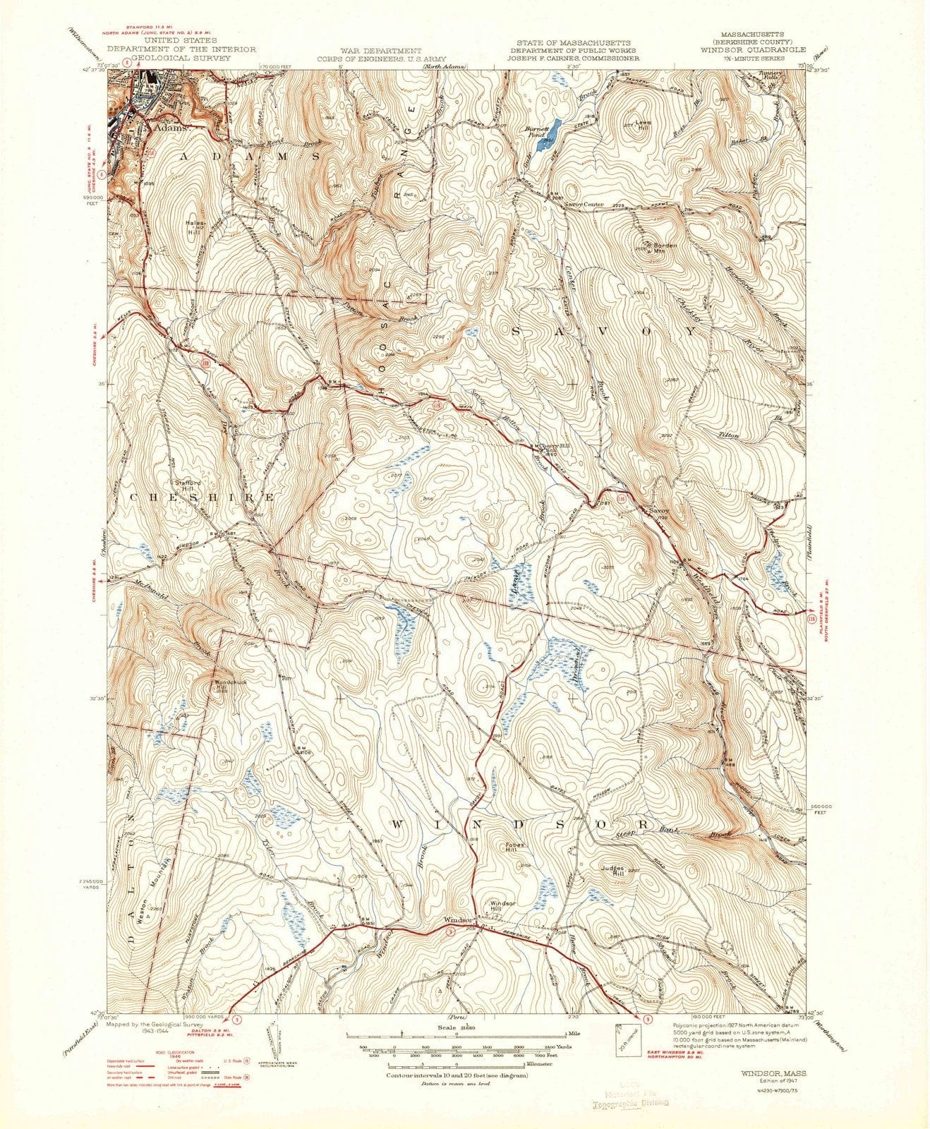 1947 Windsor, MA - Massachusetts - USGS Topographic Map
