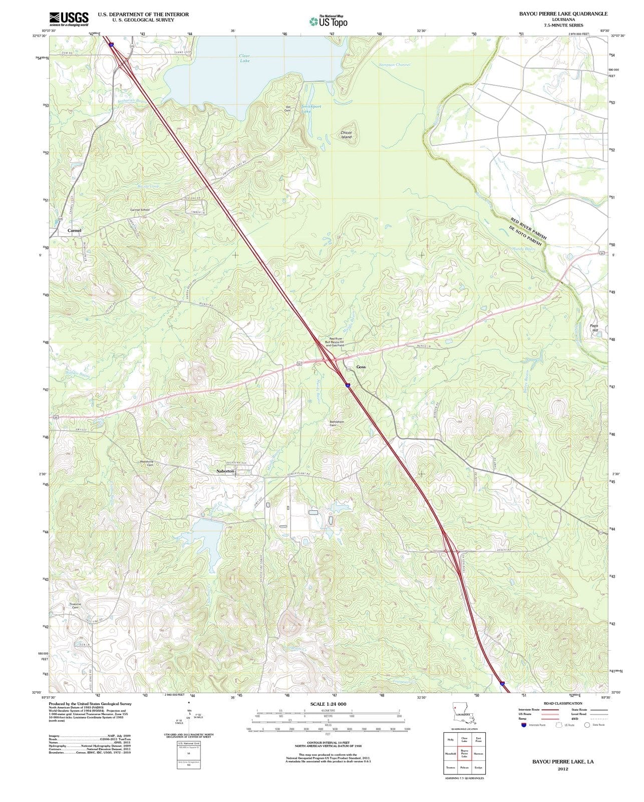 2012 Bayou Pierre Lake, LA - Louisiana - USGS Topographic Map