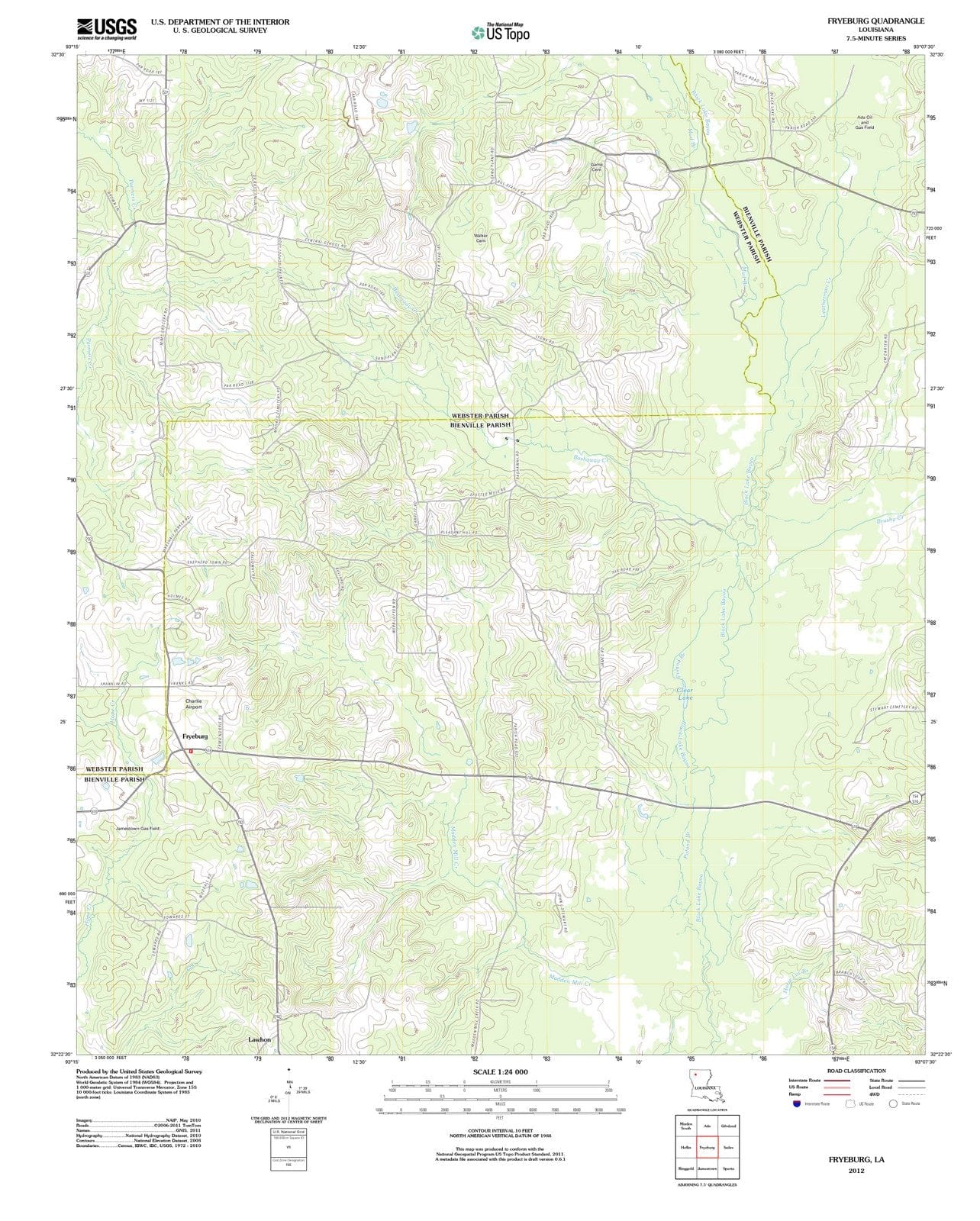 2012 Fryeburg, LA - Louisiana - USGS Topographic Map