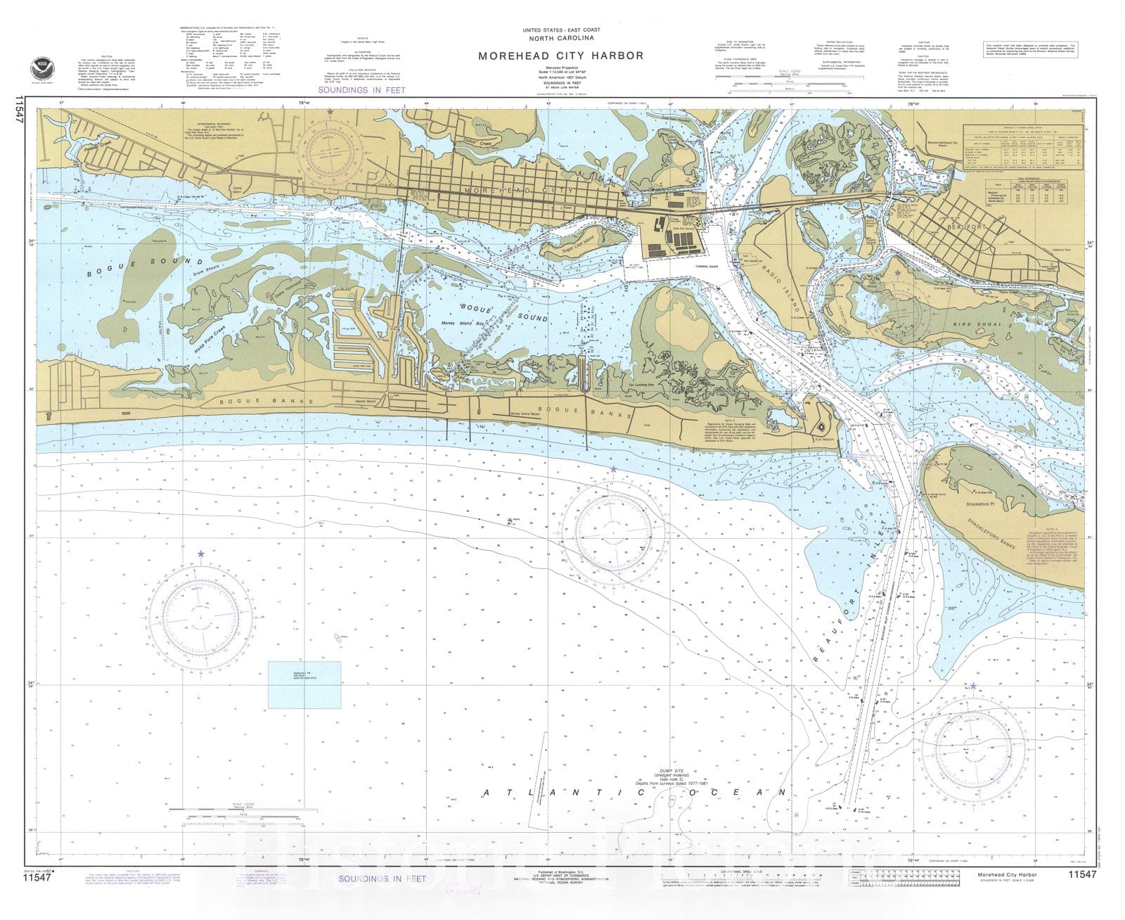 Historic Nautical Map - Morehead City Harbor, 1982 NOAA Chart - North Carolina (NC) - Vintage Wall Art