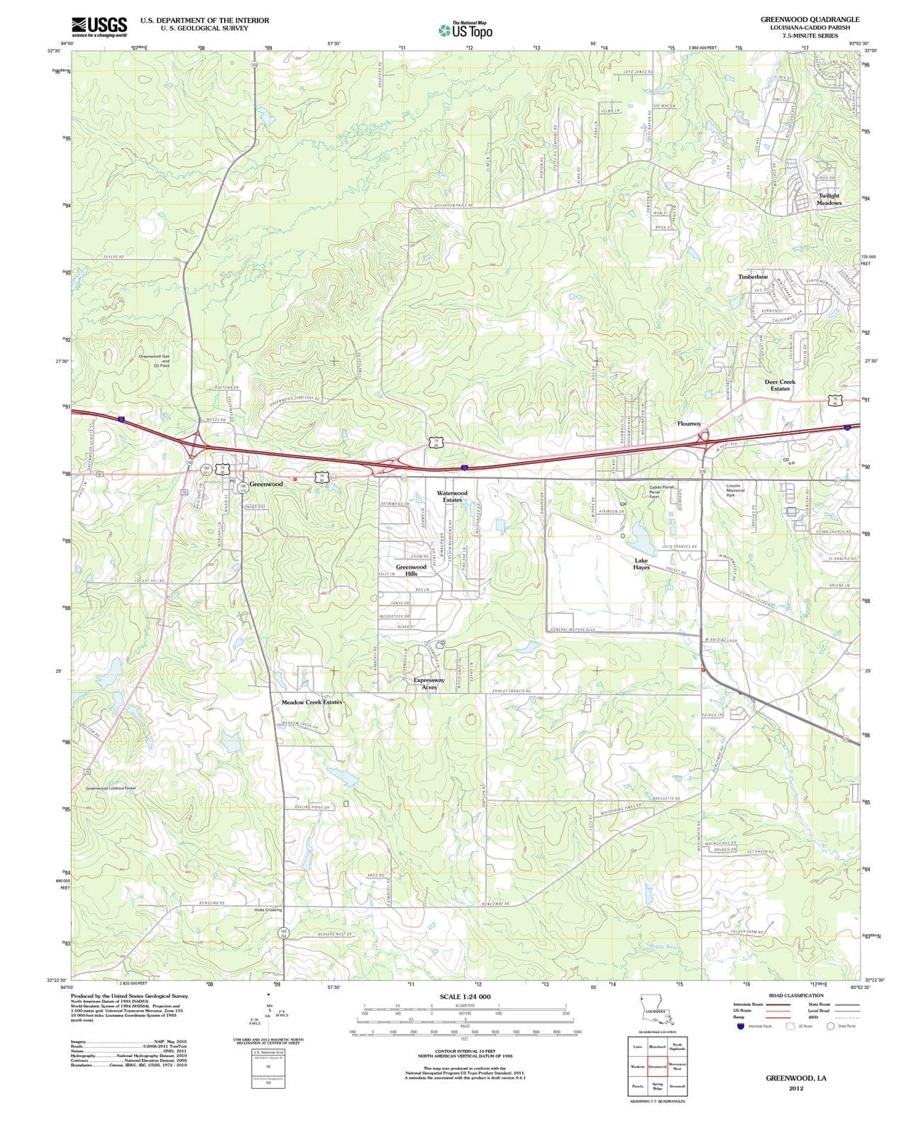 2012 Greenwood, LA - Louisiana - USGS Topographic Map