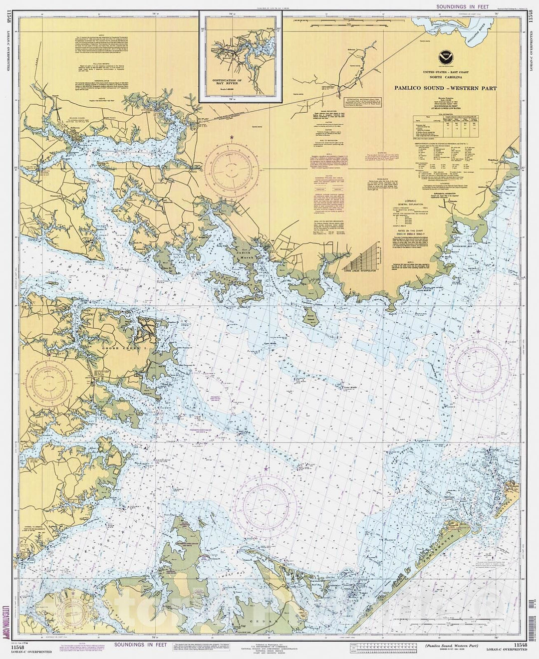 Historic Nautical Map - Pamlico Sound Western Part, 1994 NOAA Chart - North Carolina (NC) - Vintage Wall Art