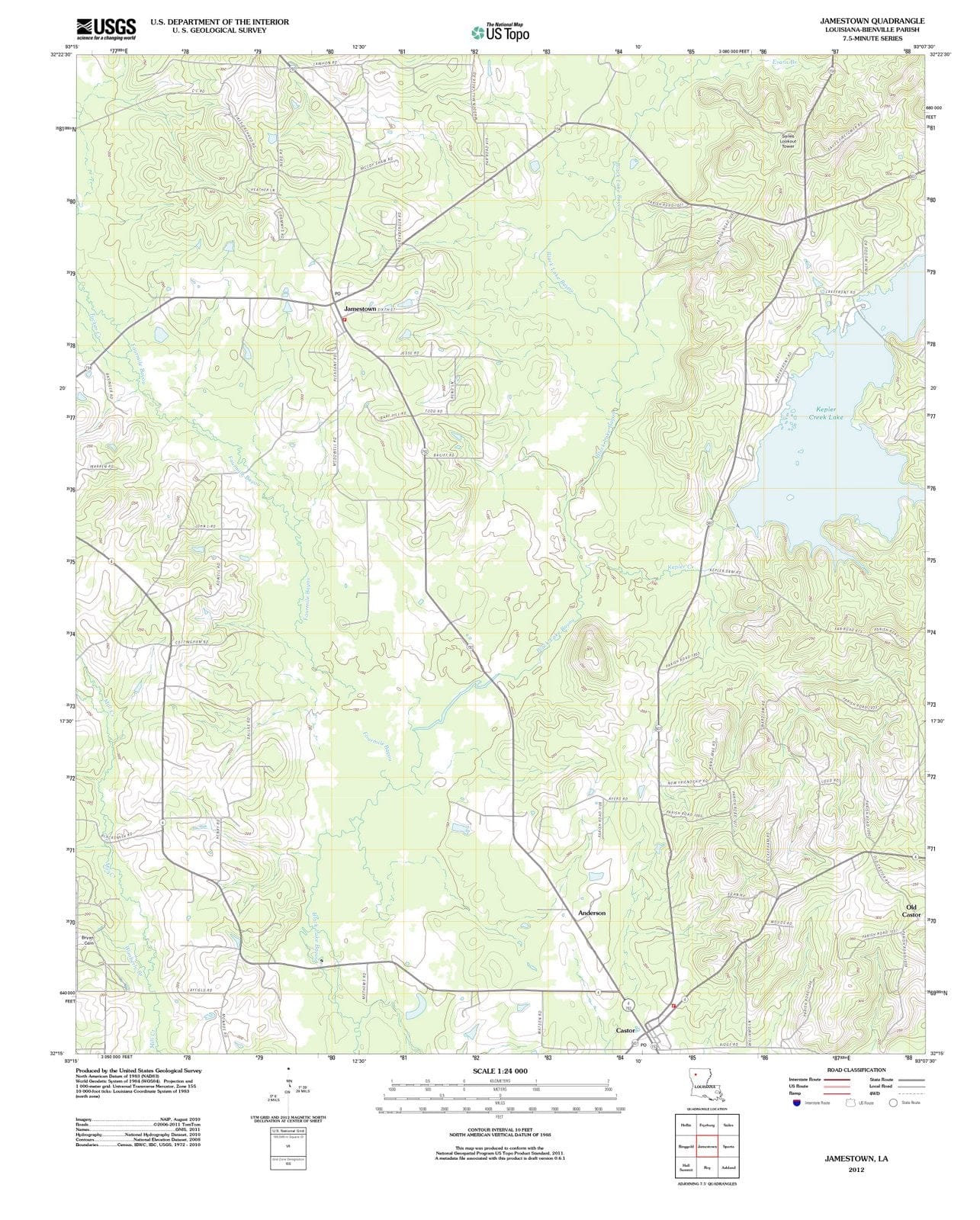 2012 Jamestown, LA - Louisiana - USGS Topographic Map