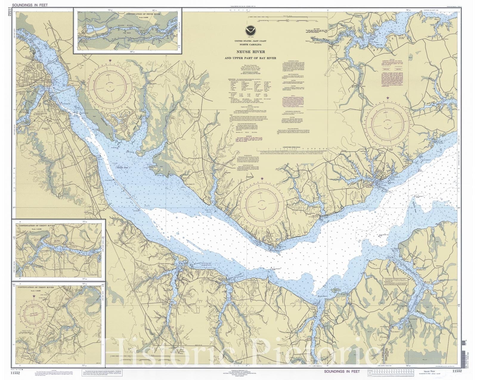 Historic Nautical Map - Neuse River, 2001 NOAA Chart - North Carolina (NC) - Vintage Wall Art
