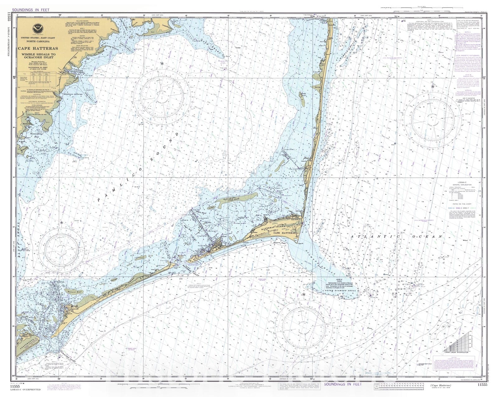 Historic Nautical Map - Cape Hatteras, 1984 NOAA Chart - North Carolina (NC) - Vintage Wall Art