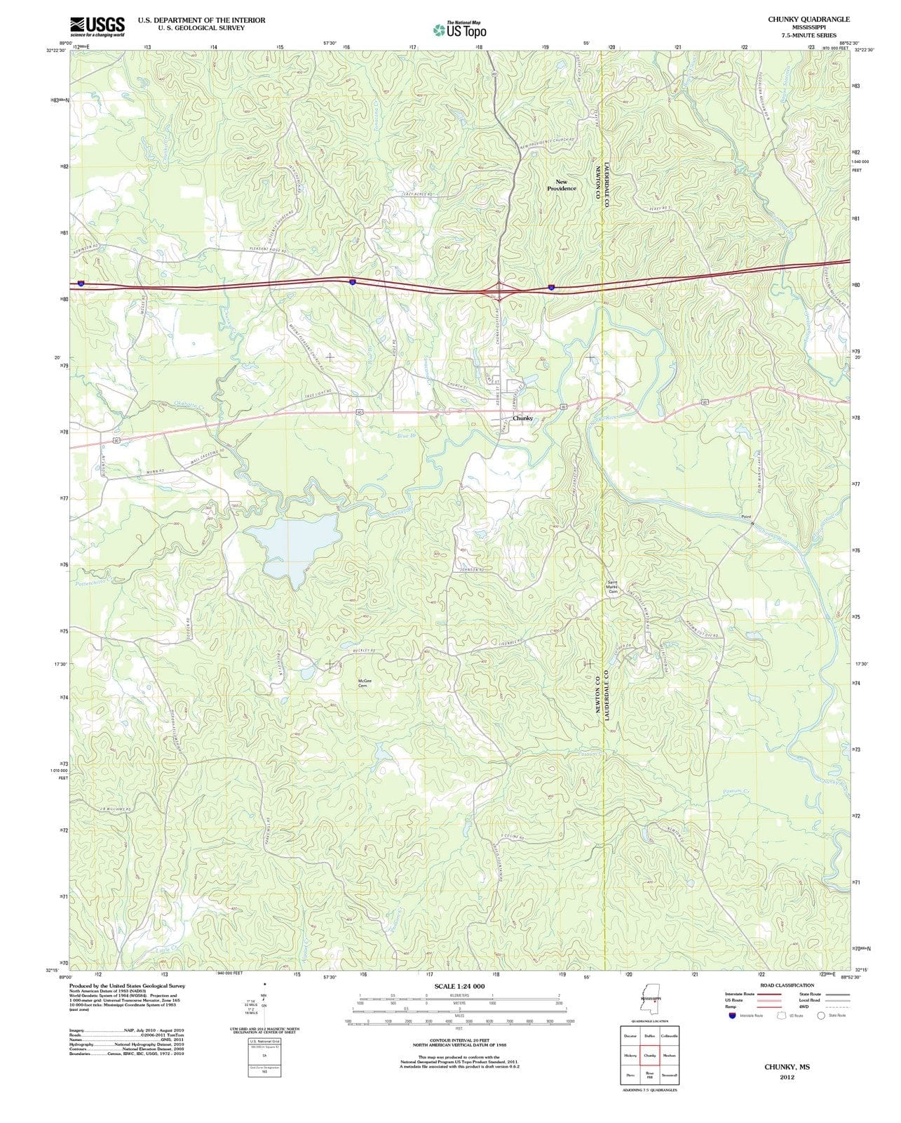 2012 Chunky, MS - Mississippi - USGS Topographic Map
