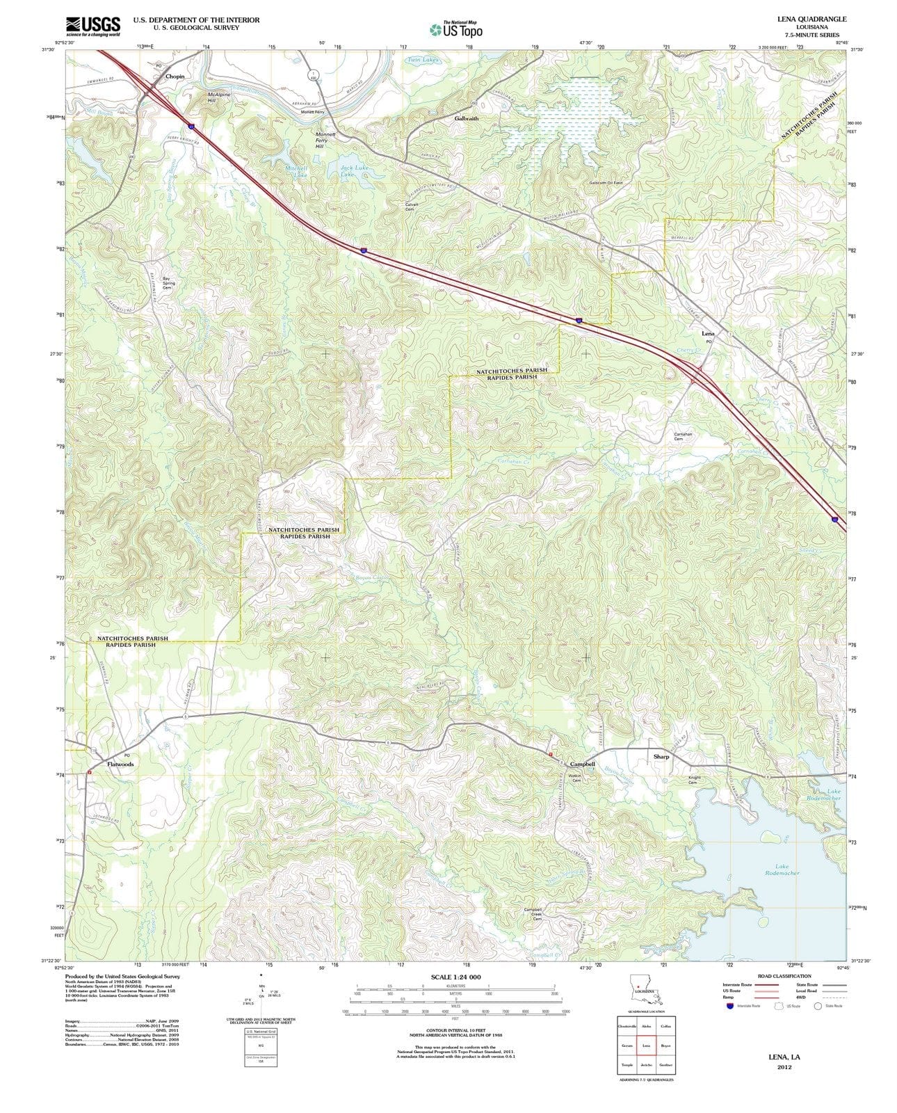 2012 Lena, LA - Louisiana - USGS Topographic Map