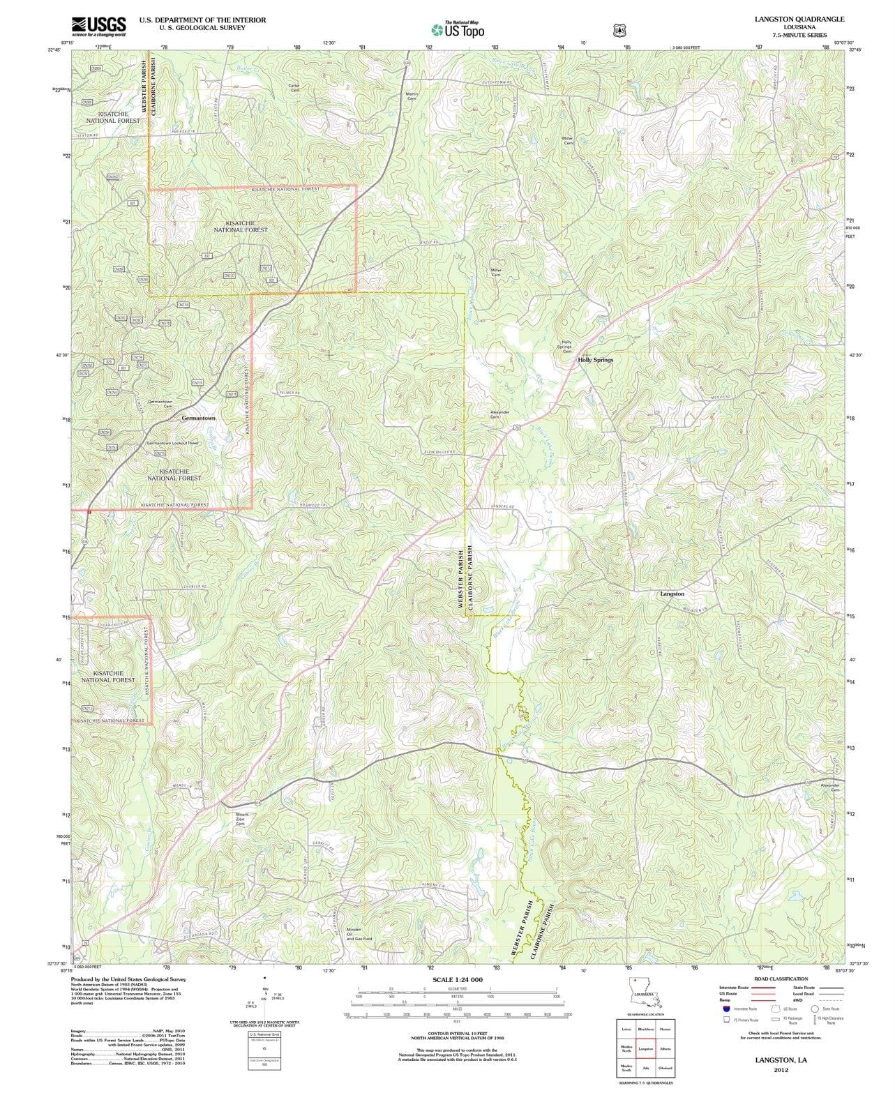 2012 Langston, LA - Louisiana - USGS Topographic Map