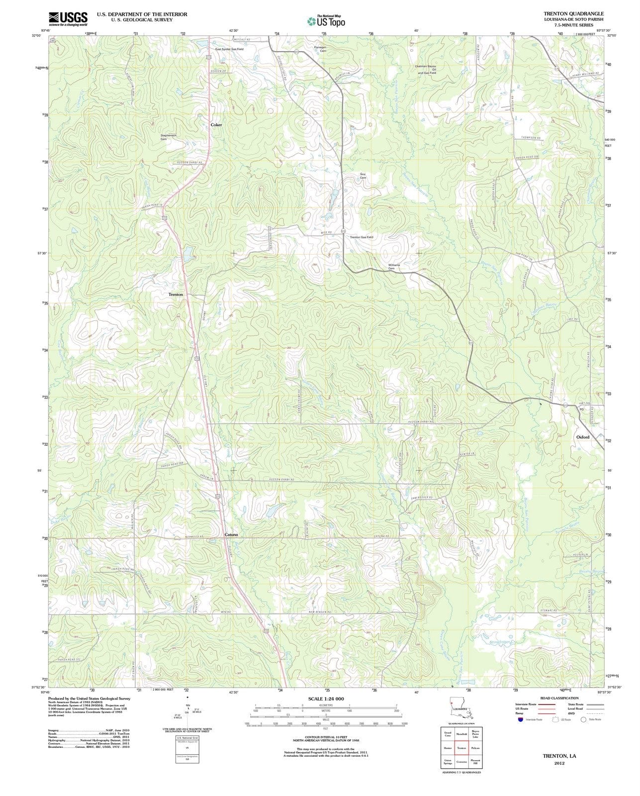 2012 Trenton, LA - Louisiana - USGS Topographic Map