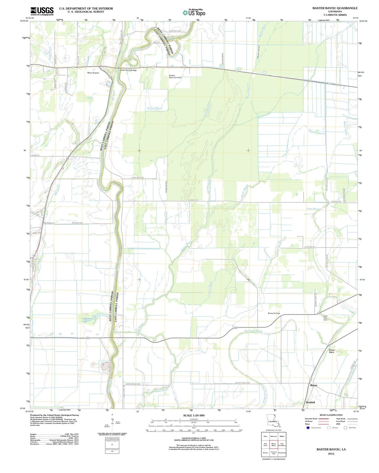 2012 Baxter Bayou, LA - Louisiana - USGS Topographic Map
