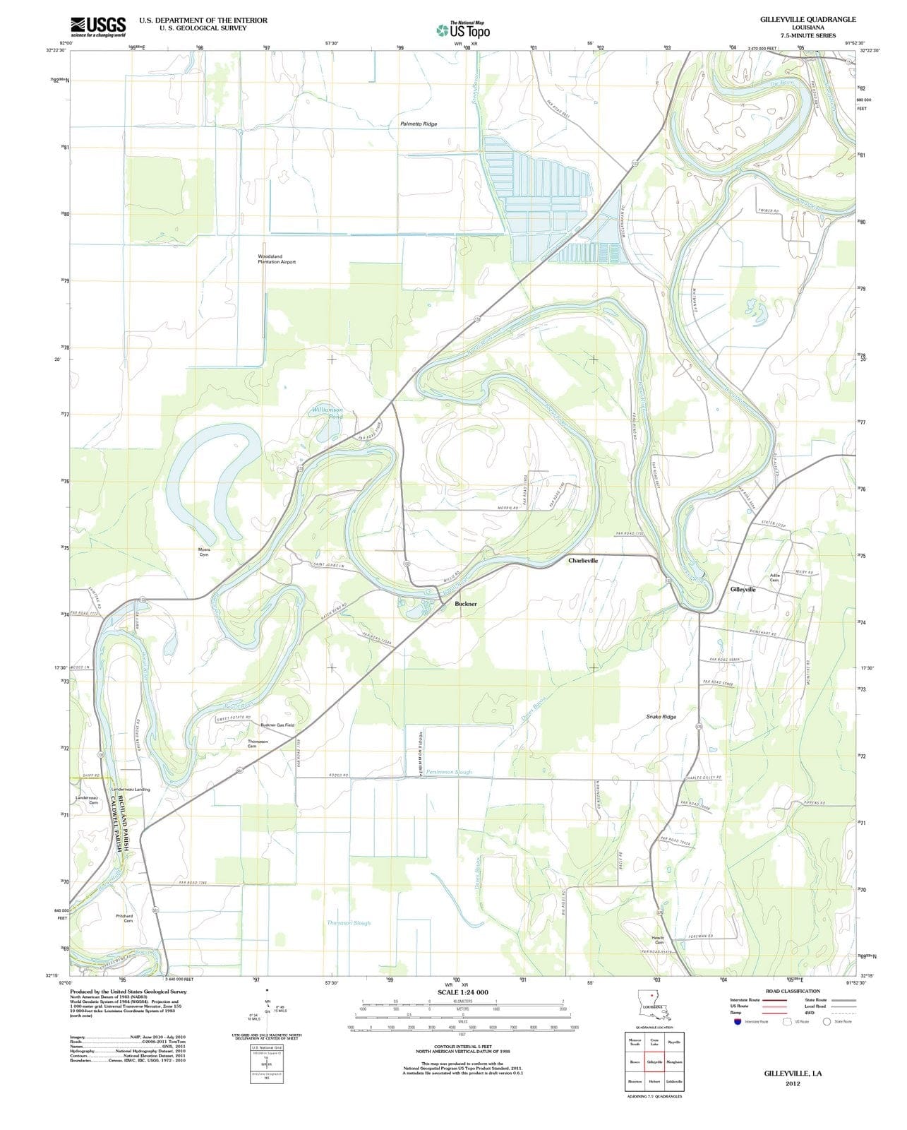 2012 Gilleyville, LA - Louisiana - USGS Topographic Map