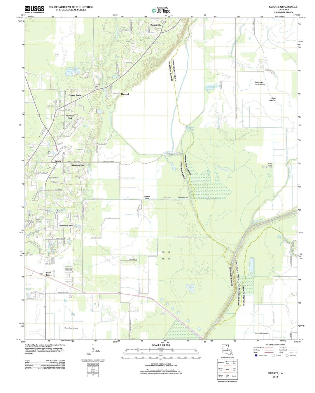 2012 Swartz, LA - Louisiana - USGS Topographic Map