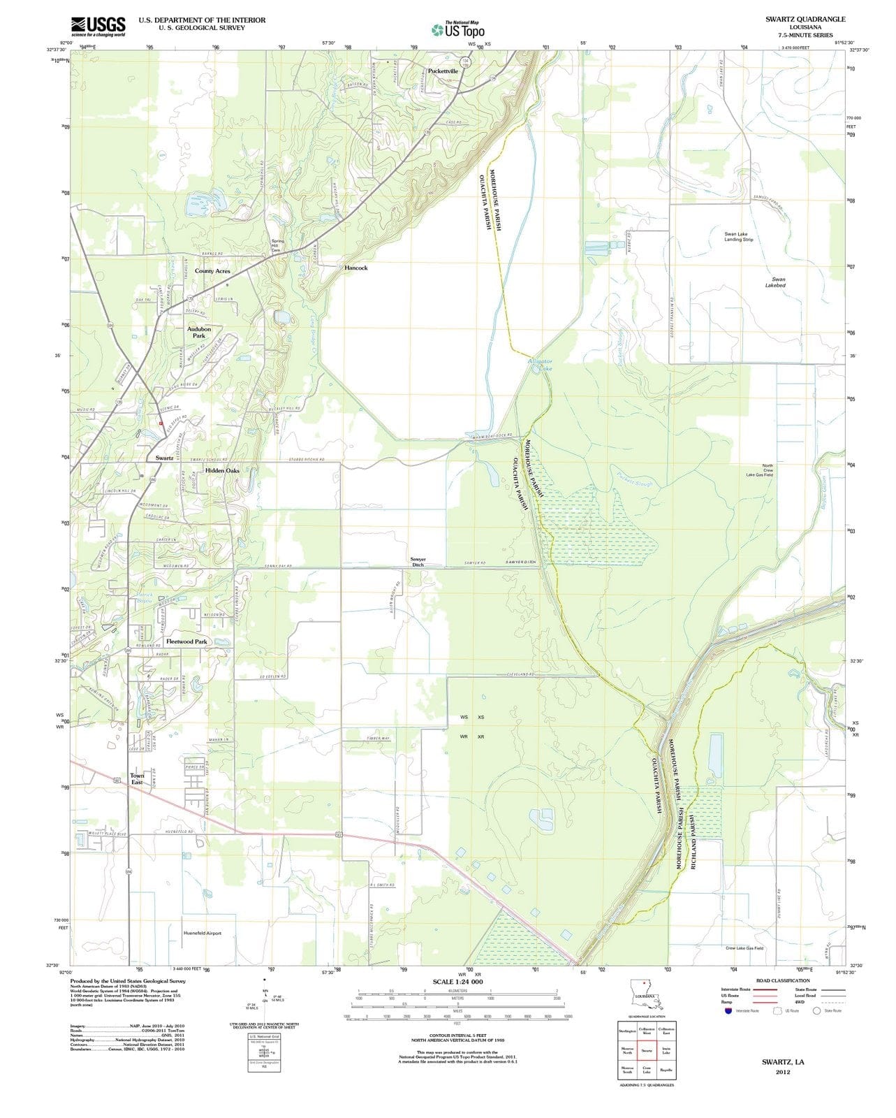 2012 Swartz, LA - Louisiana - USGS Topographic Map