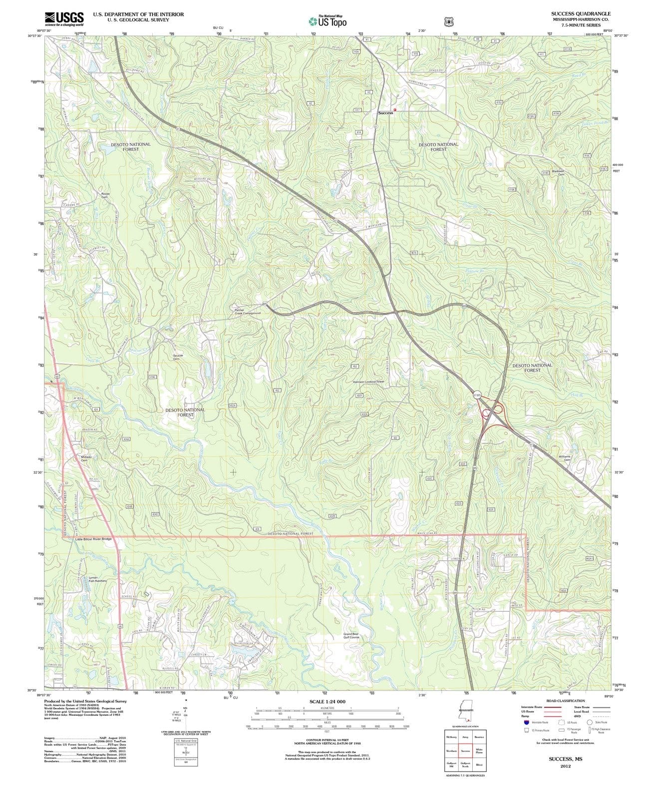 2012 Success, MS - Mississippi - USGS Topographic Map