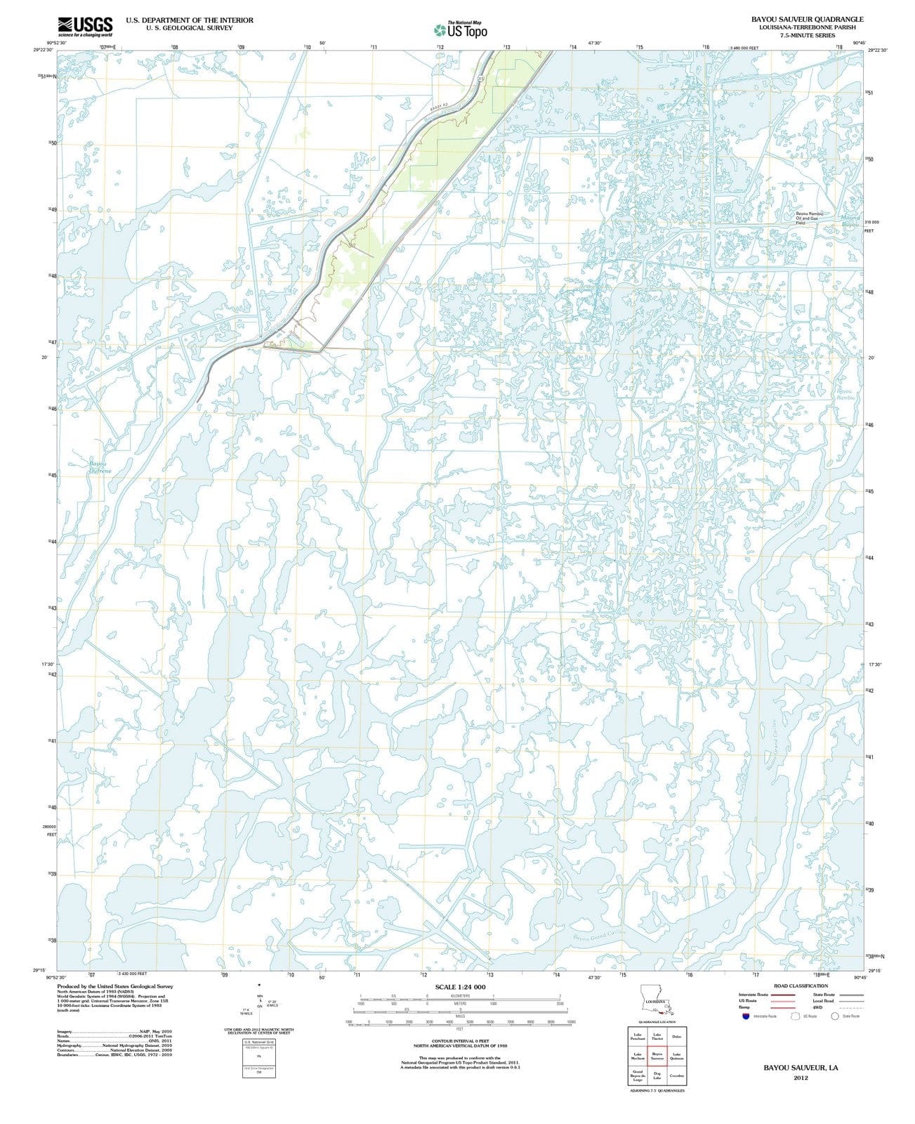 2012 Bayou Sauveur, LA - Louisiana - USGS Topographic Map