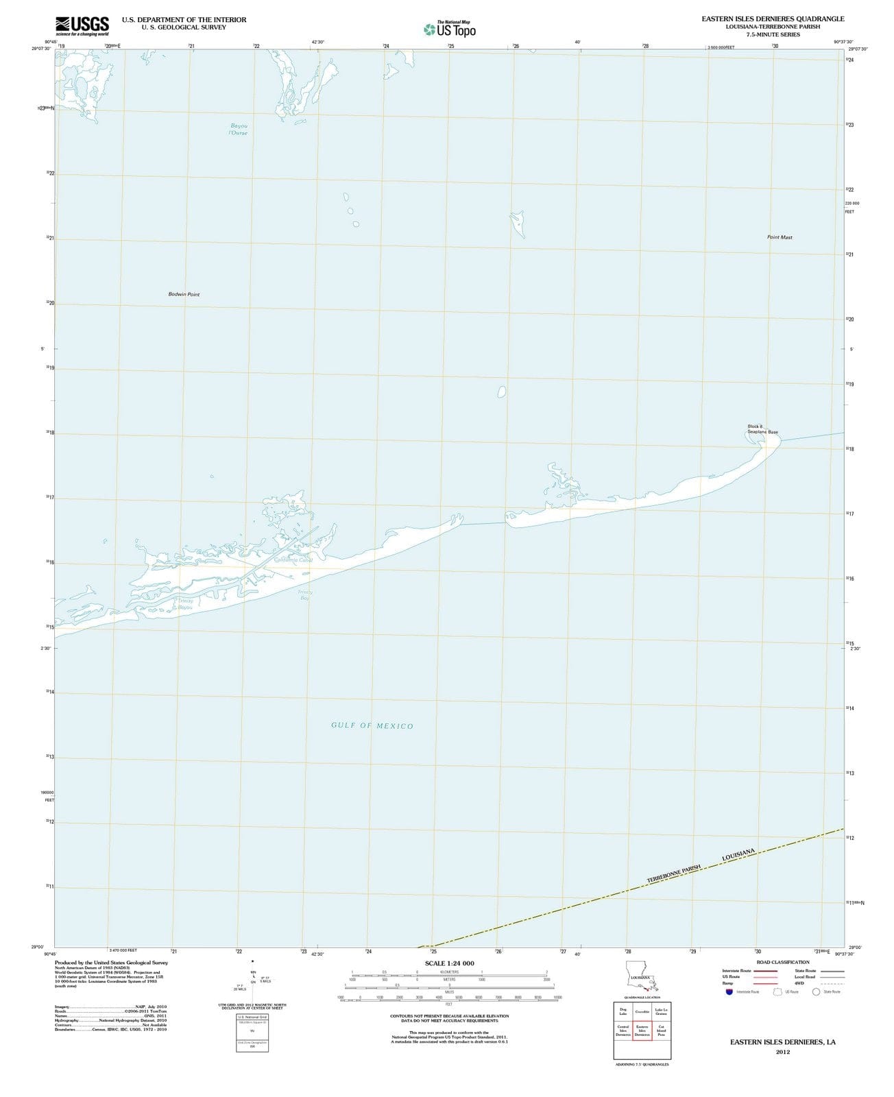 2012 Eastern Islesernieres, LA - Louisiana - USGS Topographic Map