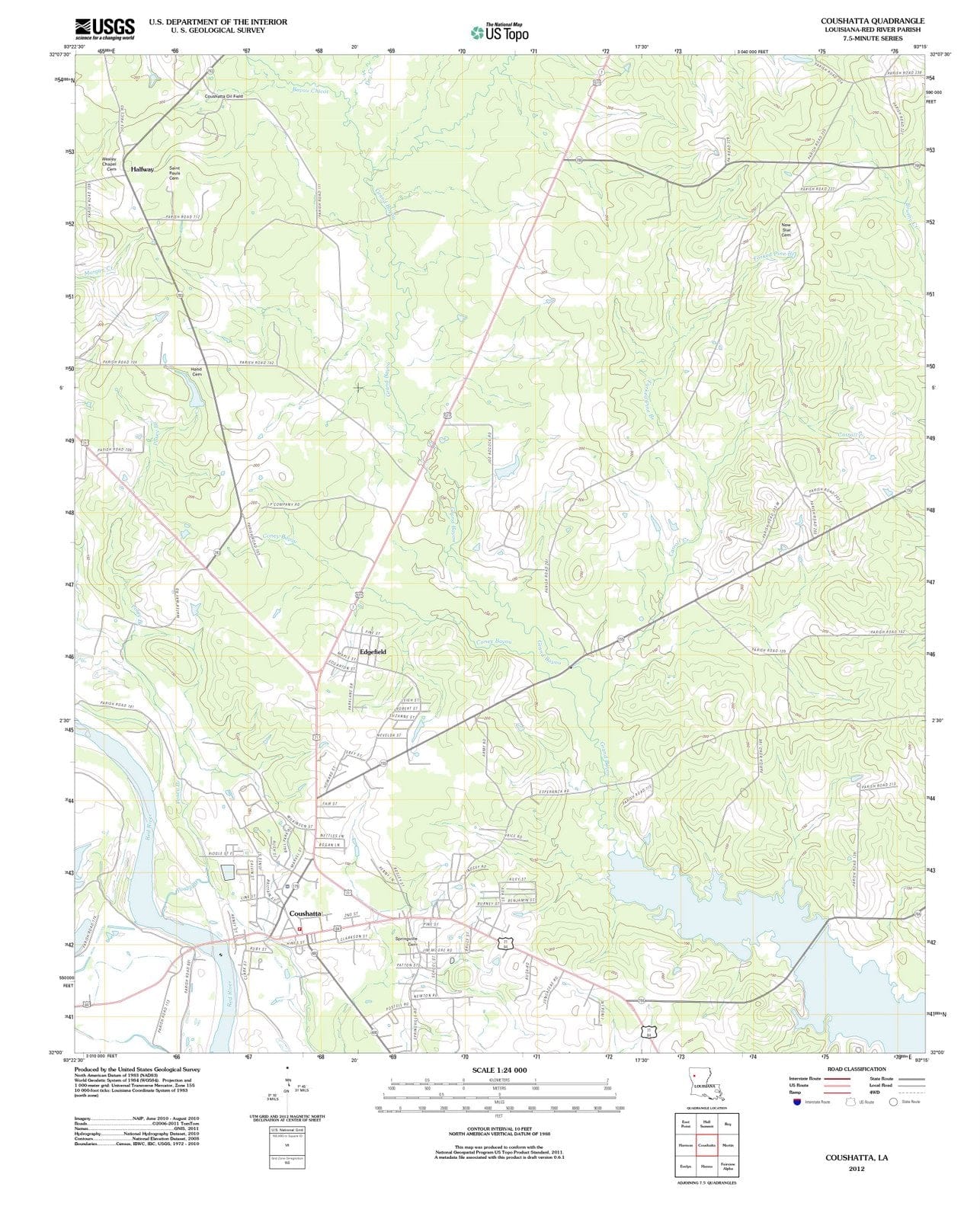 2012 Coushatta, LA - Louisiana - USGS Topographic Map