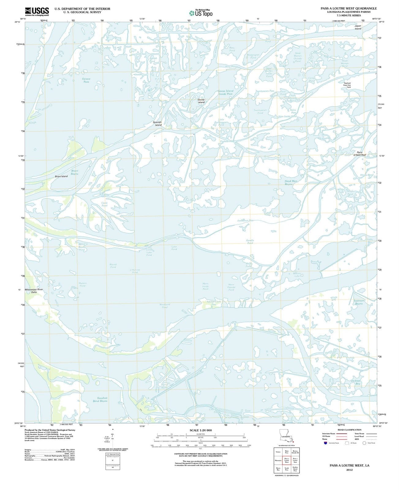 2012 Pass a Loutre West, LA - Louisiana - USGS Topographic Map