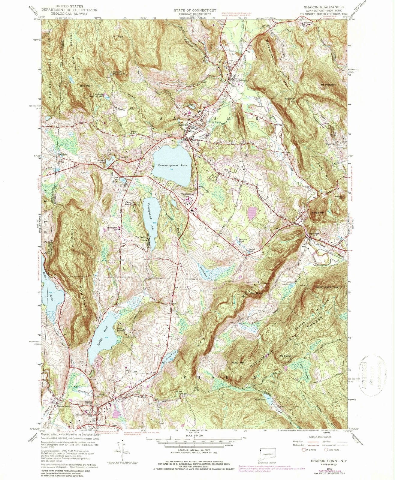 1956 Sharon, CT - Connecticut - USGS Topographic Map