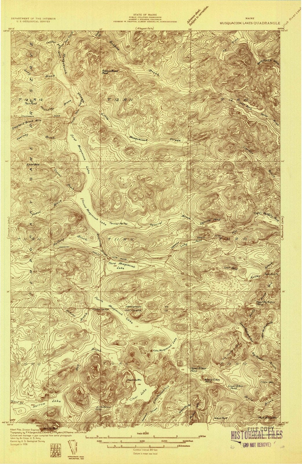 1932 Musquacook Lakes, ME - Maine - USGS Topographic Map