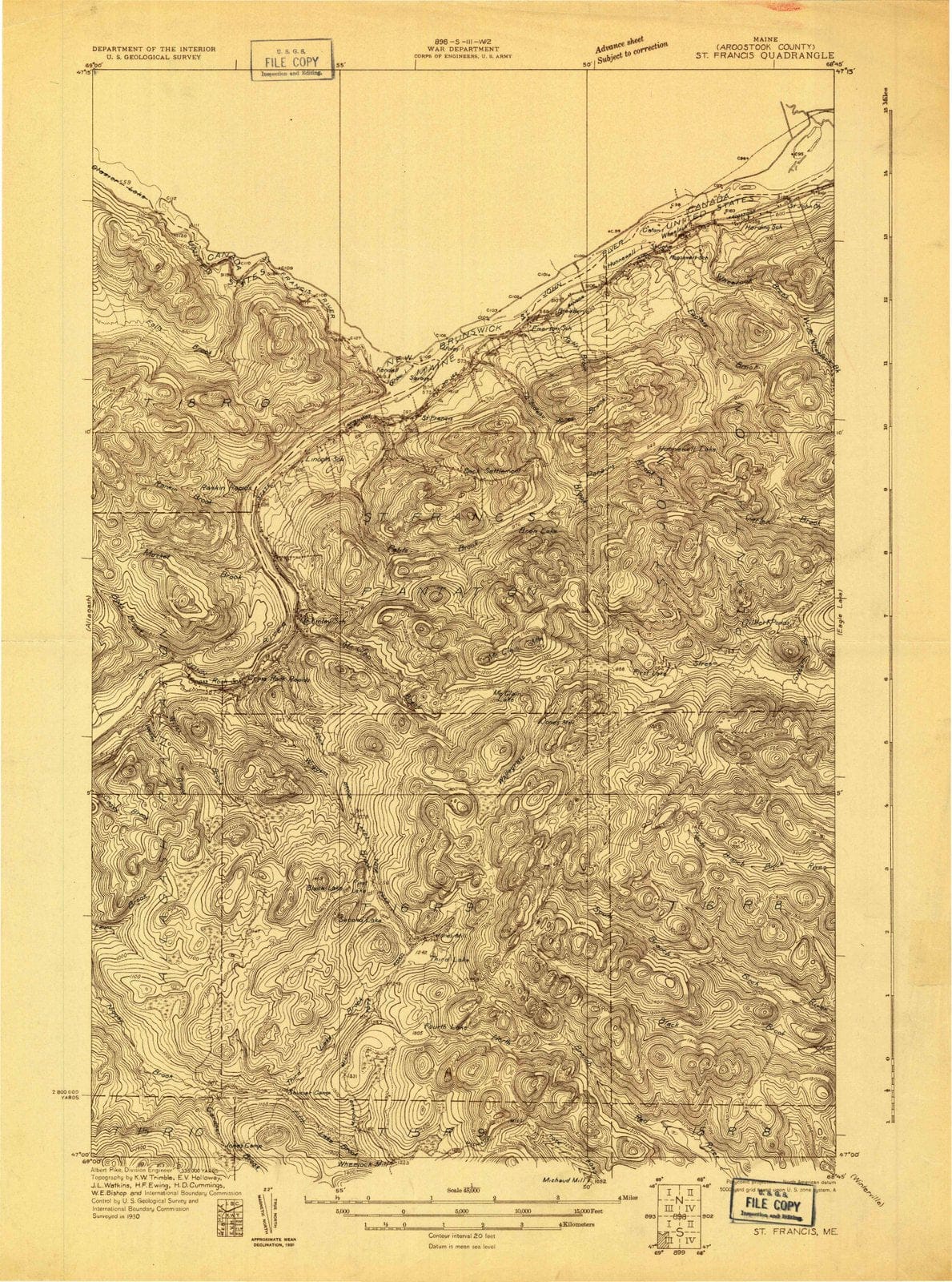 1930 St Francis, ME - Maine - USGS Topographic Map
