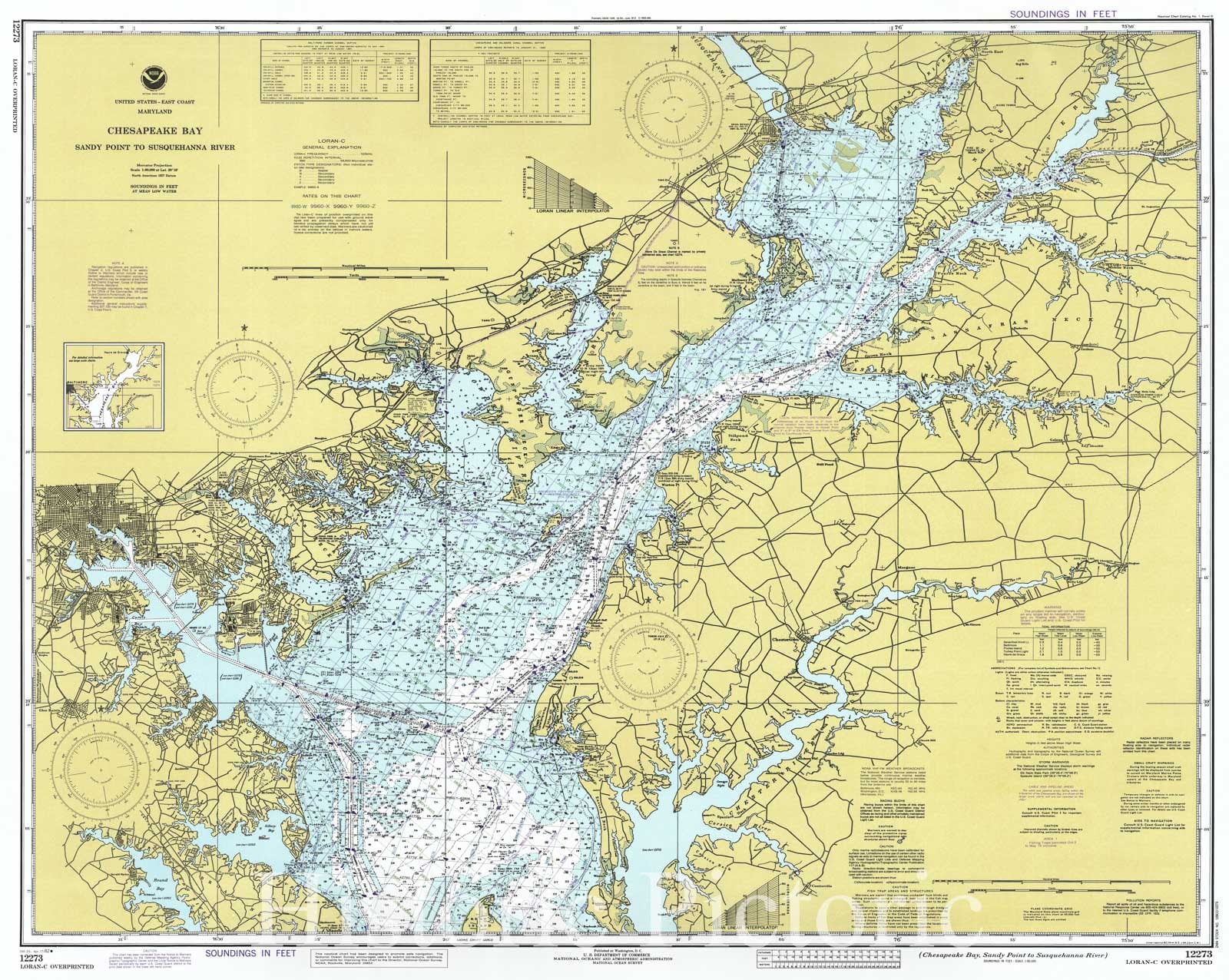 Historic Nautical Map - Chesapeake Bay - Sandy Point To Susquehanna River, 1982 NOAA Chart - Maryland (MD) - Vintage Wall Art