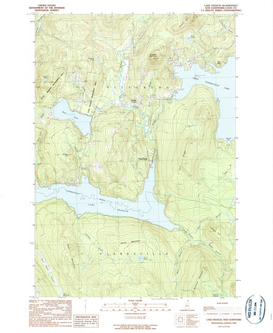 1989 Lake Francis, NH - New Hampshire - USGS Topographic Map