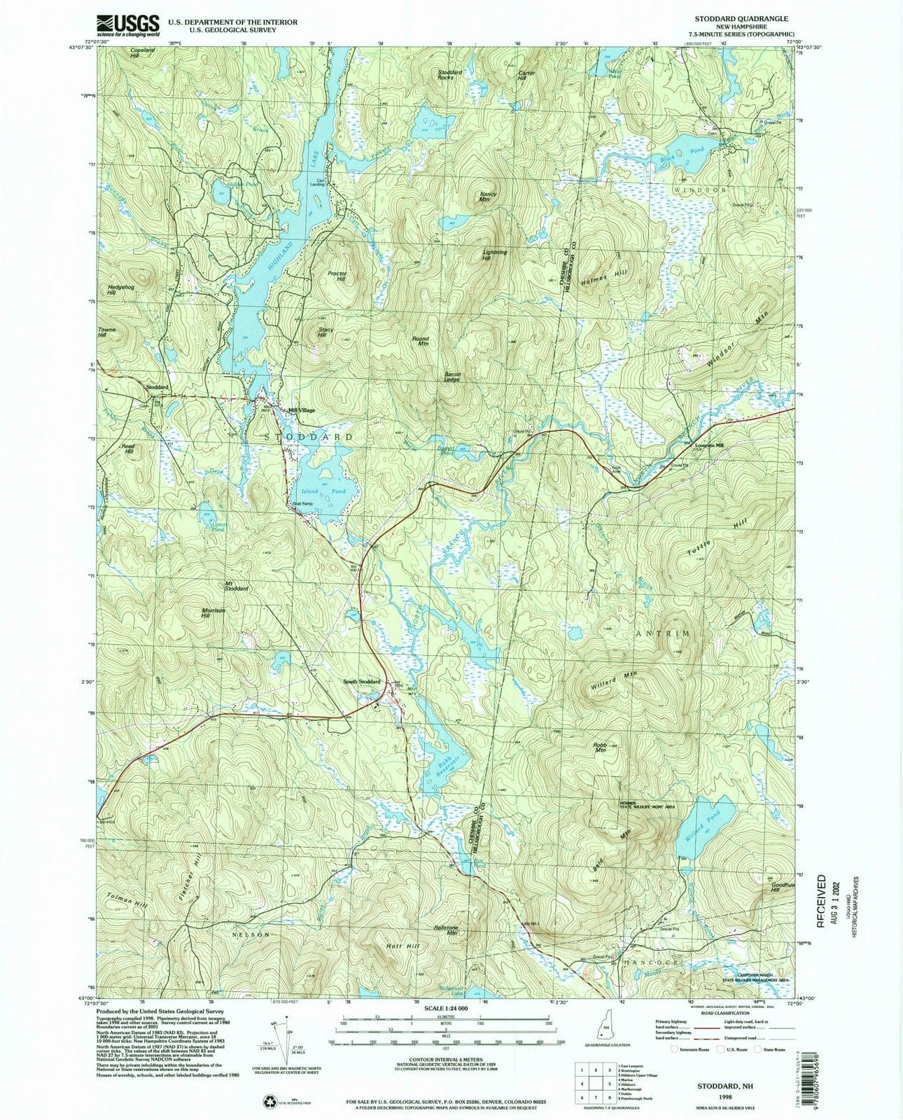 1998 Stoddard, NH - New Hampshire - USGS Topographic Map