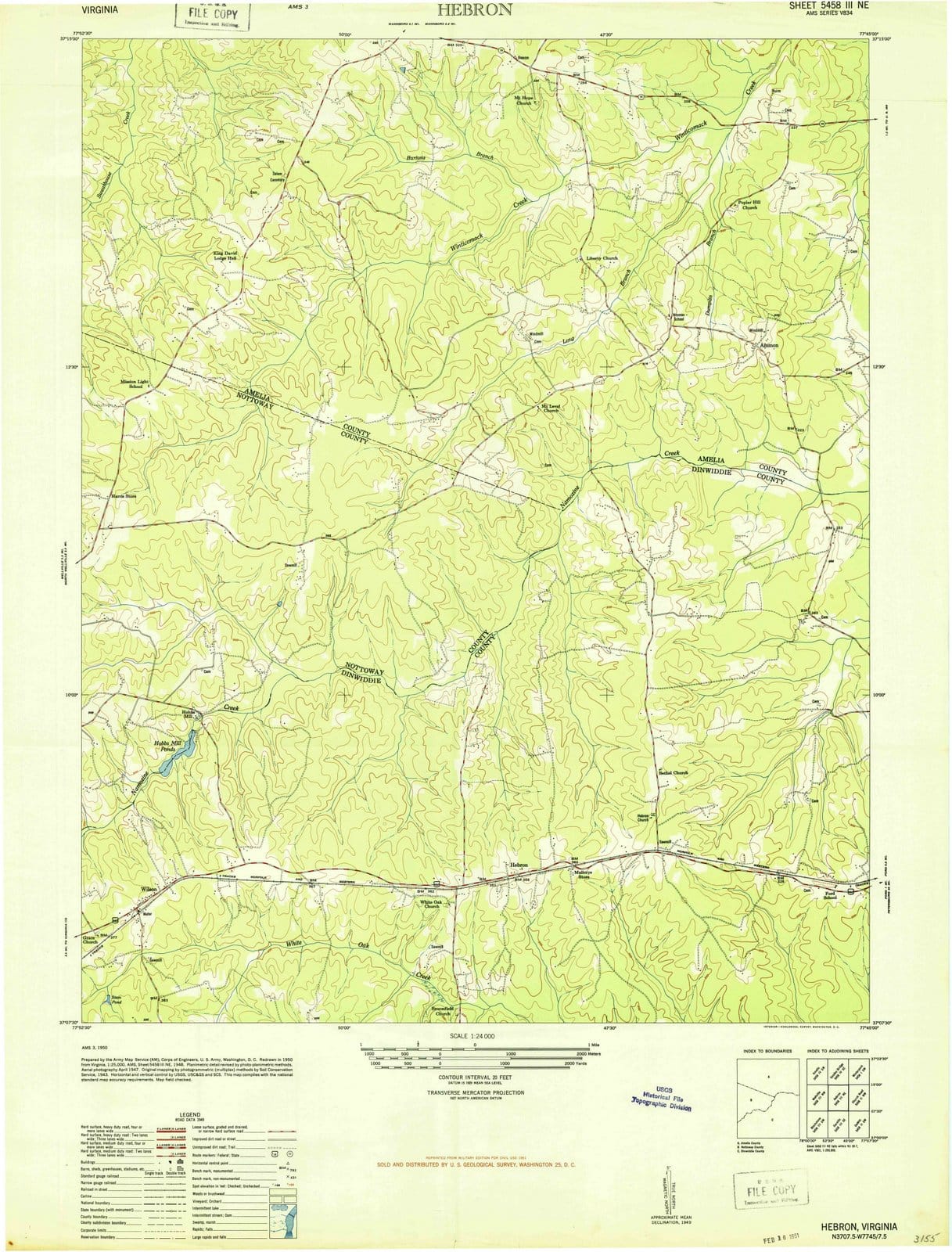1950 Hebron, VA - Virginia - USGS Topographic Map