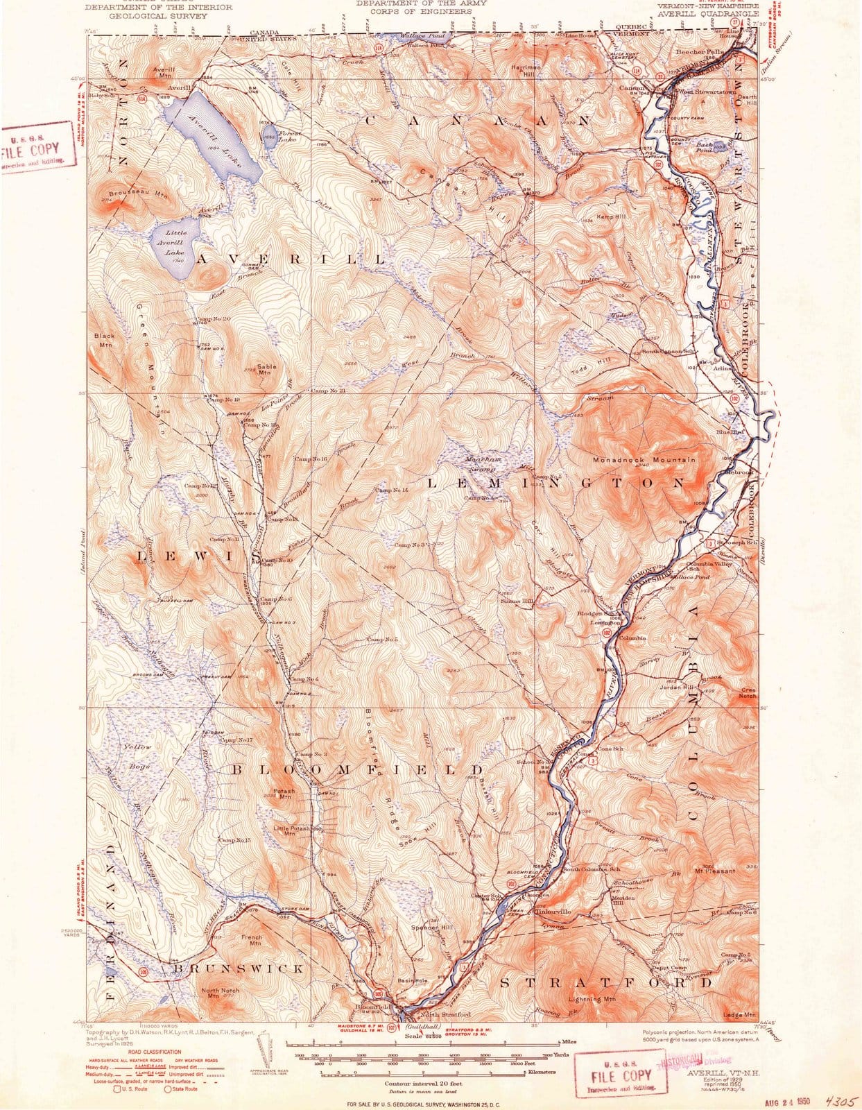 1929 Averill, VT - Vermont - USGS Topographic Map