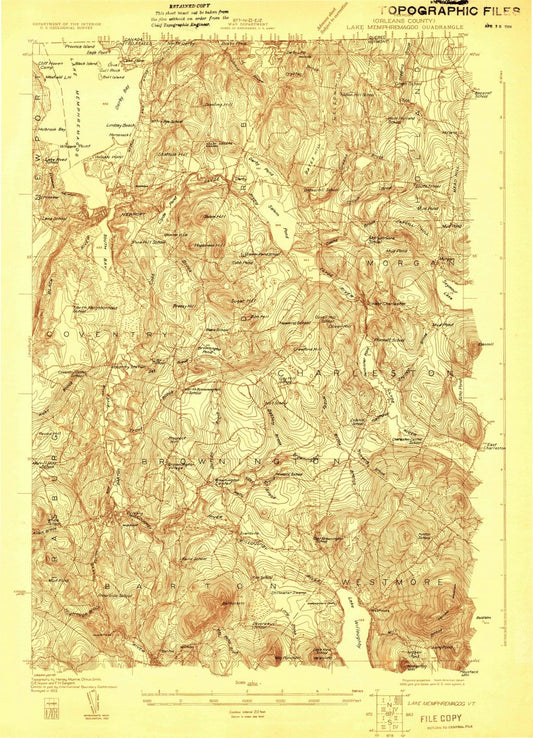 1923 Lake Memphremagog, VT - Vermont - USGS Topographic Map