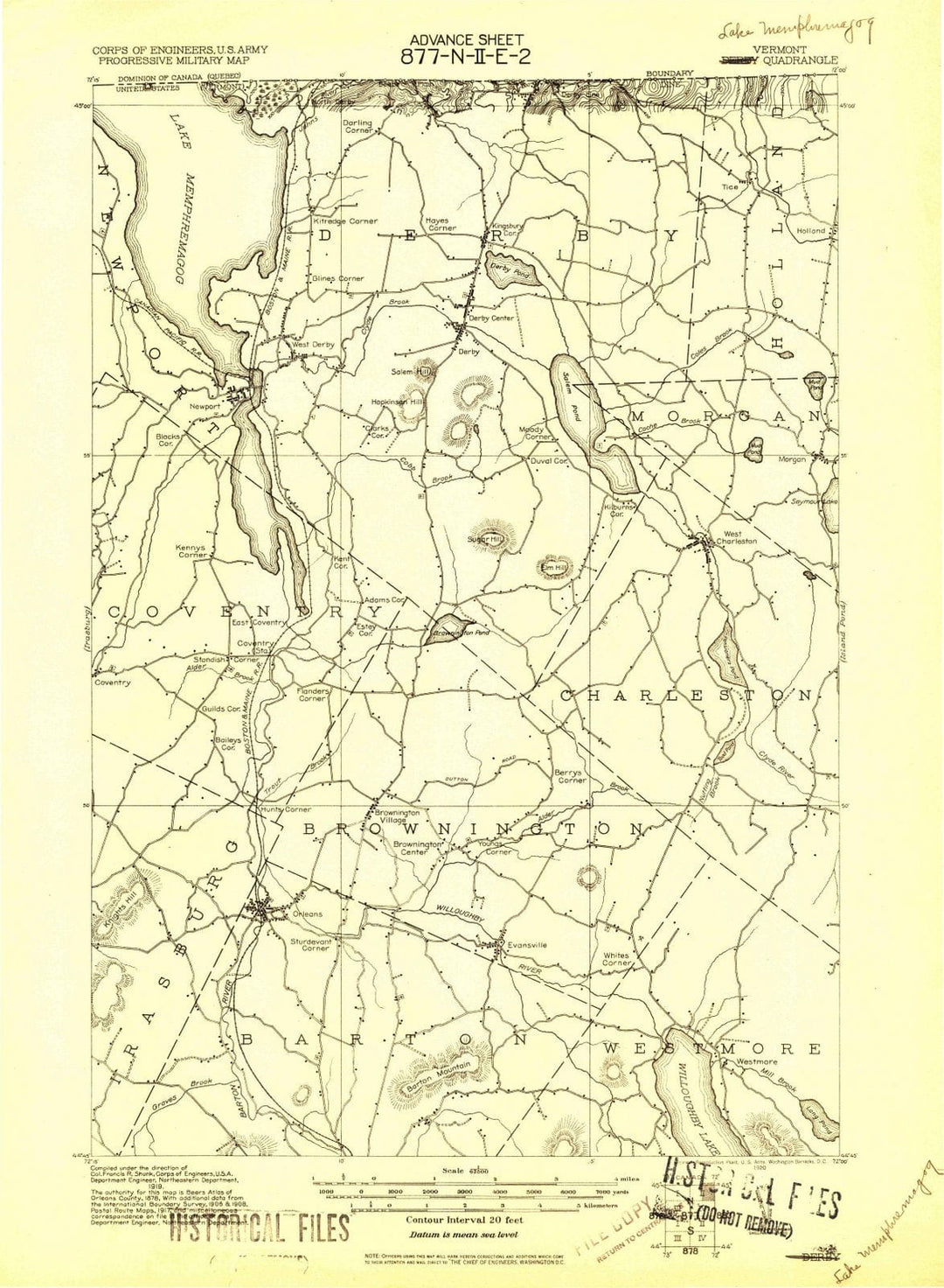 1919 Lake Memphremagog, VT - Vermont - USGS Topographic Map