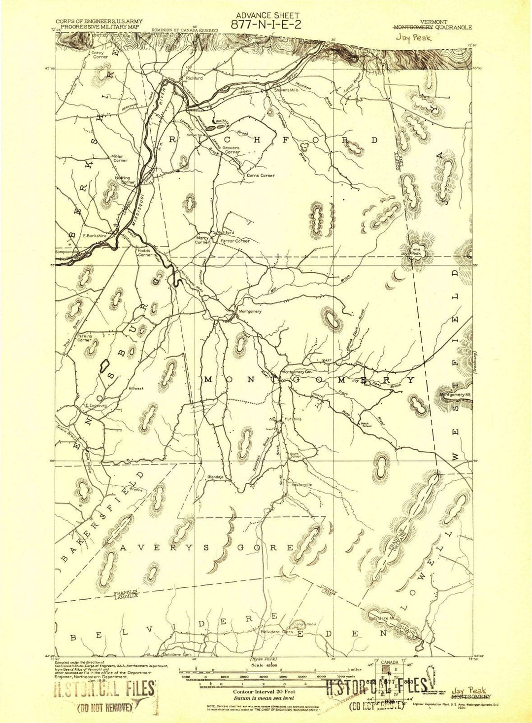1919 Montgomery, VT - Vermont - USGS Topographic Map