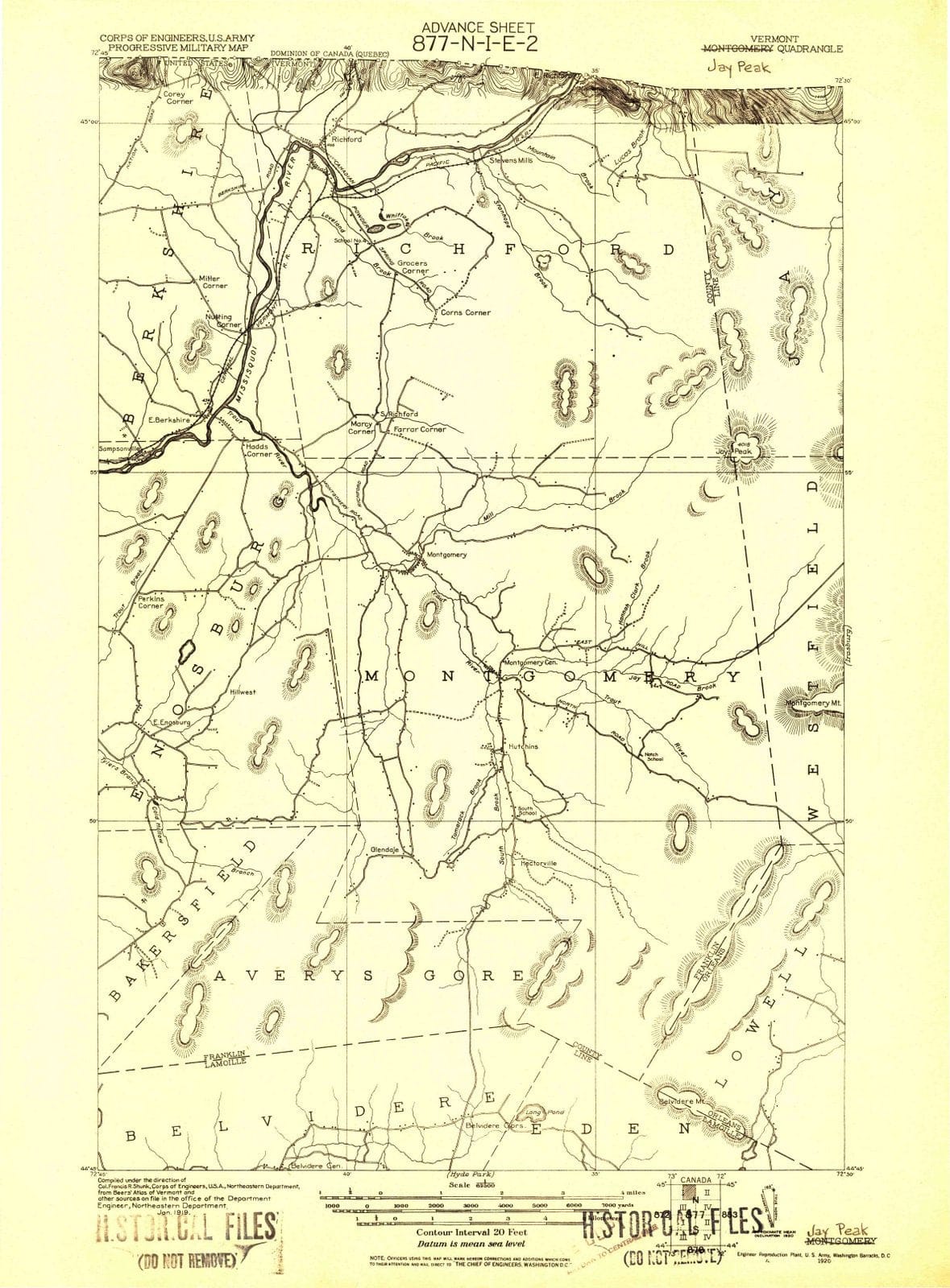 1919 Montgomery, VT - Vermont - USGS Topographic Map