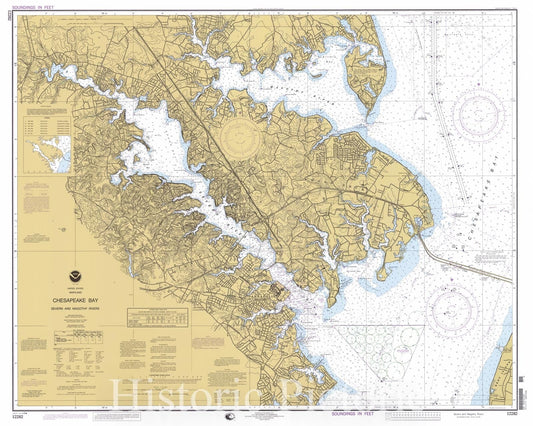 Severn and Magothy Rivers Nautical Chart 1998 Map Print
