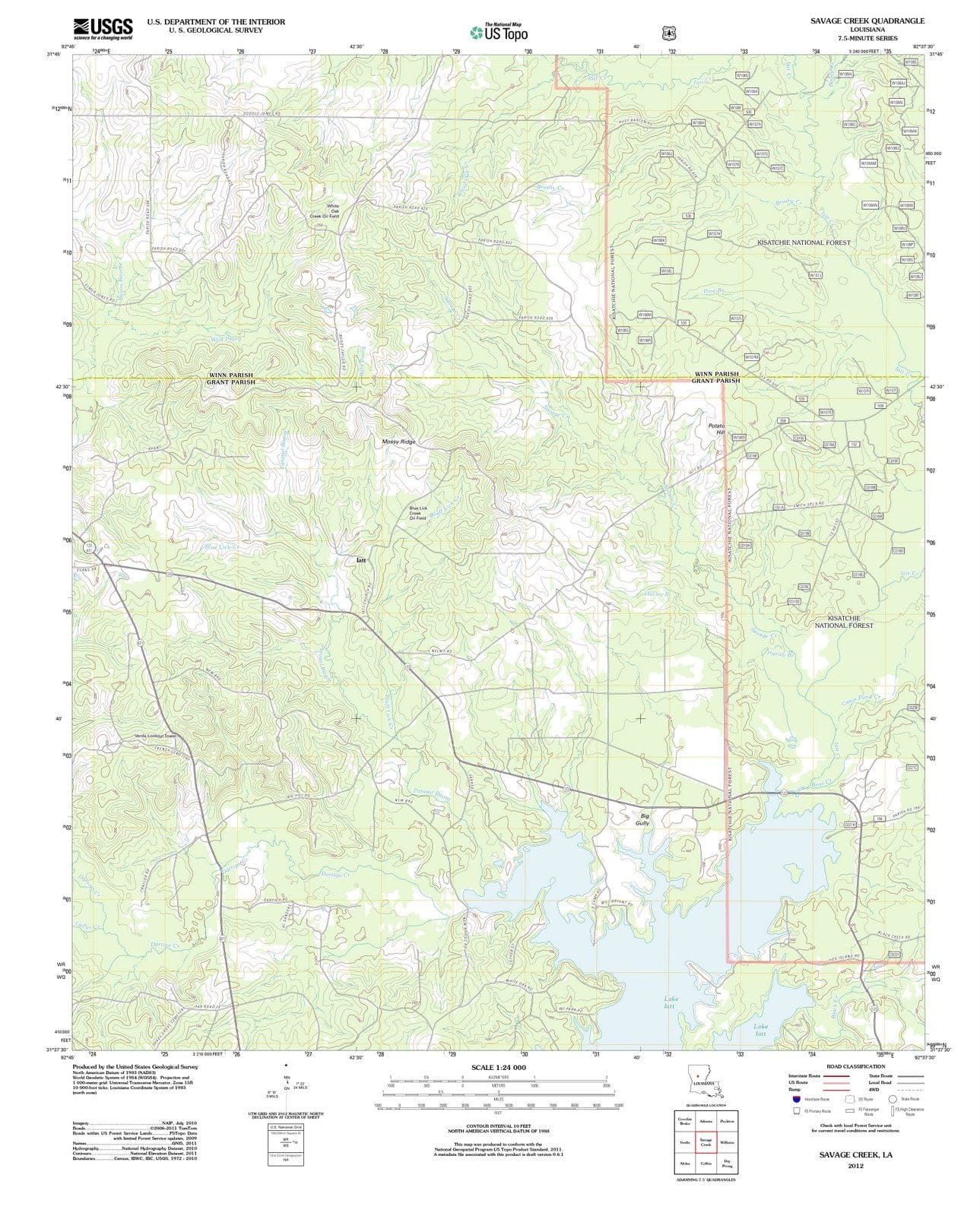 2012 Savage Creek, LA - Louisiana - USGS Topographic Map