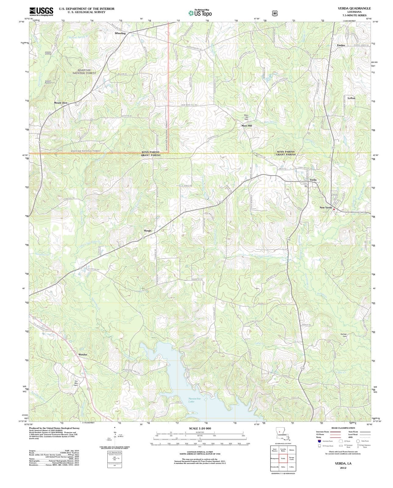 2012 Verda, LA - Louisiana - USGS Topographic Map