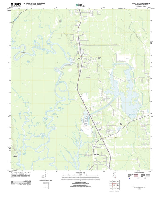 2012 Three Rivers, MS - Mississippi - USGS Topographic Map