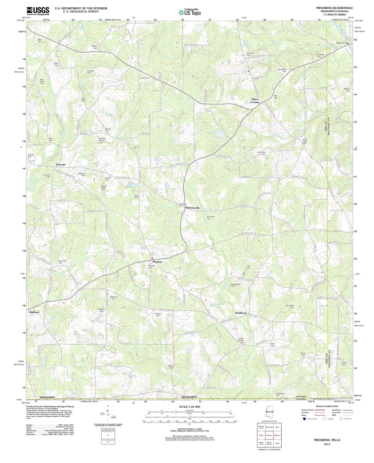 2012 Progress, MS - Mississippi - USGS Topographic Map
