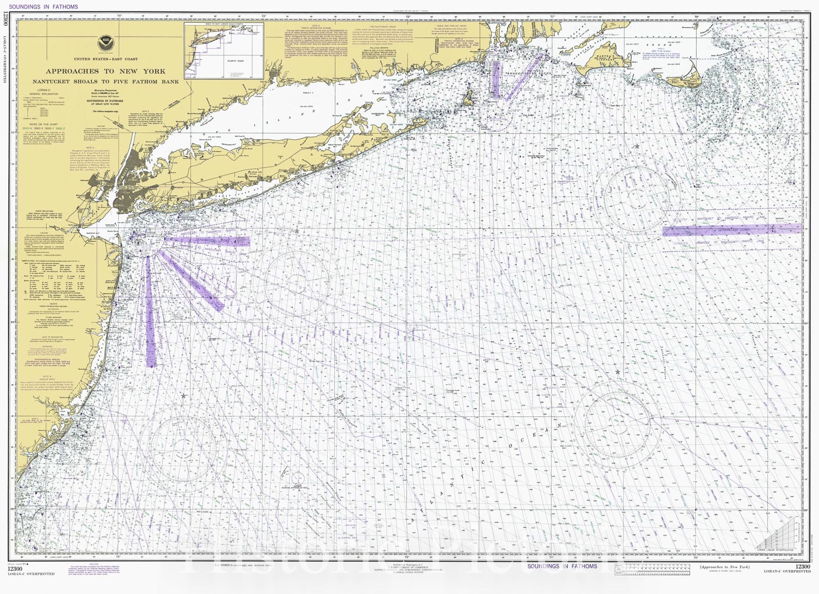 Historic Nautical Map - Approaches To New York, 1981 NOAA Chart - Rhode Island, Connecticut, New Jersey, New York (RI, CT, NJ, NY) - Vintage Wall Art