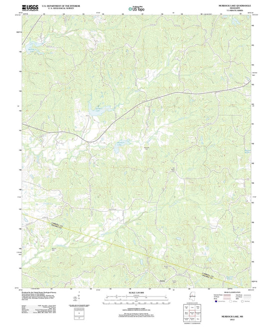 2012 Murdock Lake, MS - Mississippi - USGS Topographic Map