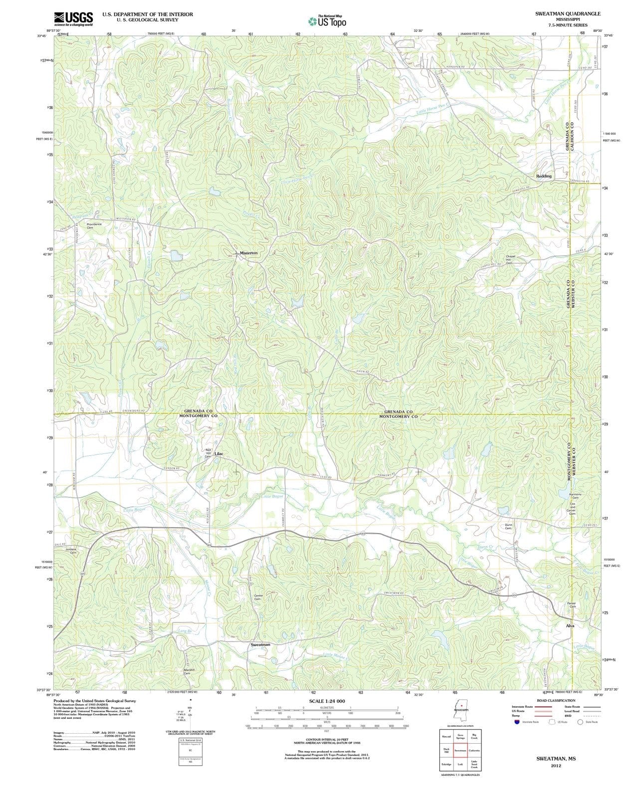 2012 Sweatman, MS - Mississippi - USGS Topographic Map